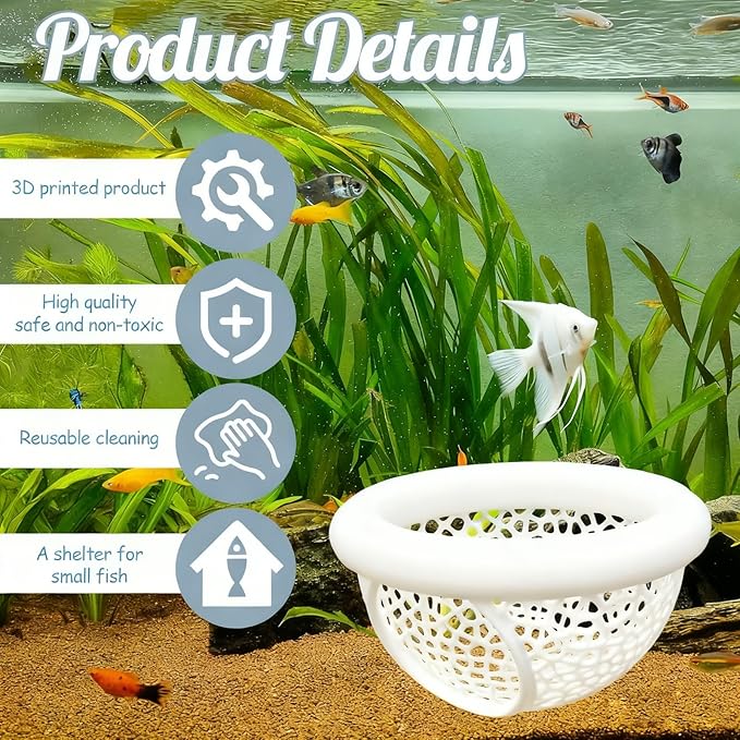 CAIJ Betta Exercise Ring & Floating Hammock Set, Aquarium Betta Fish Training and Feeding Rings, Multi-Functional Floating Resting Bed, Decorative Accessories for Small Fish Tanks White