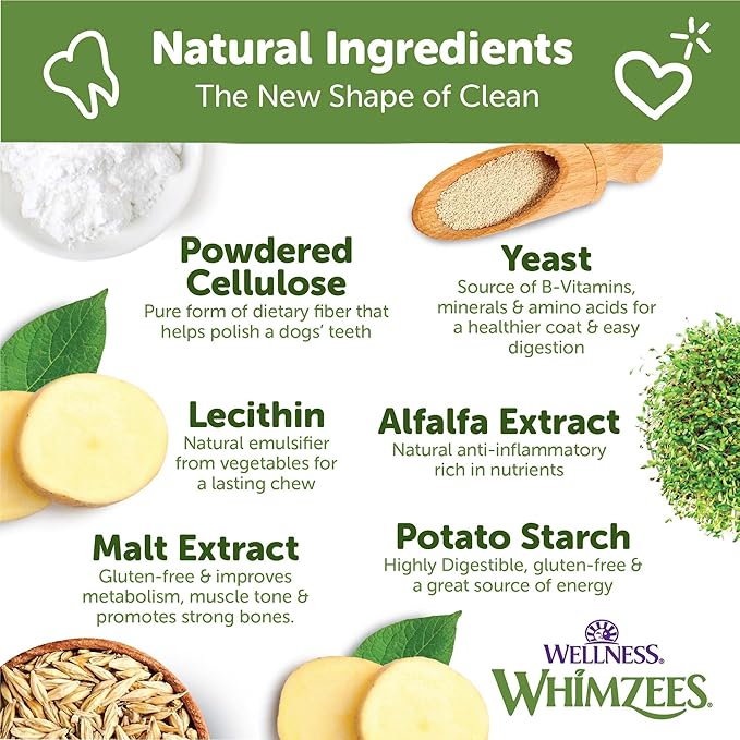 WHIMZEES Wellness Stix Dog Dental Treats, Natural Chews, Extra Small Size Stick, (56 Count)