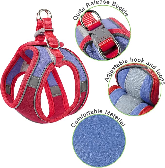 JSXD Cat Harness,Leash and Collar Set,Escape Proof Kitten Vest Harness for Walking,Easy Control Night Safe Pet Harness with Reflective Strap and Bell for Small Large Kitten,Fit for Puppy,Rabbit