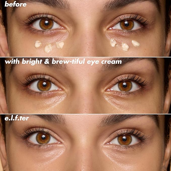 e.l.f. SKIN Bright + Brew-tiful Eye Cream Mini, Helps Brighten Appearance Of Undereye Dark Circles & Repair Puffiness, Vegan & Cruelty-Free