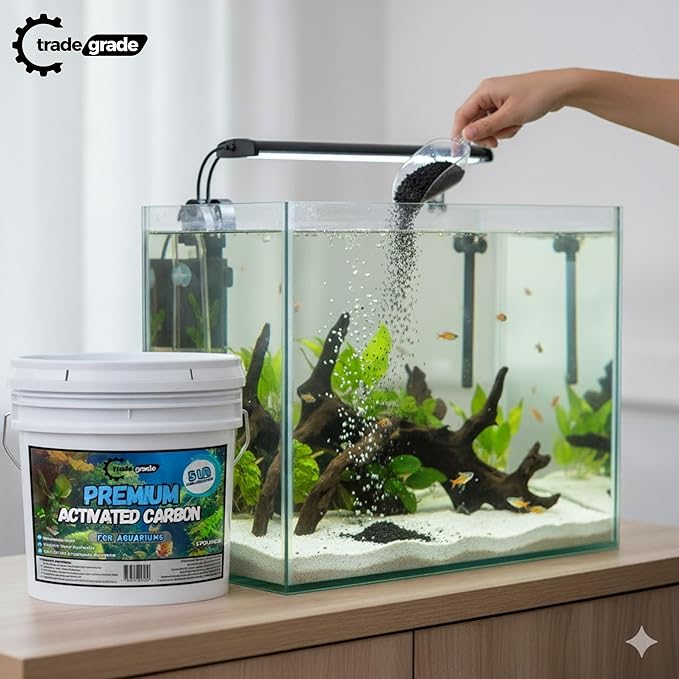 TradeGrade Premium Activated Carbon – Bulk Bucket | High-Performance Aquarium Filter Media for Crystal Clear Water | Granulated Activated Charcoal for Fish Tank Filters & Water Purification (1 Gallon)