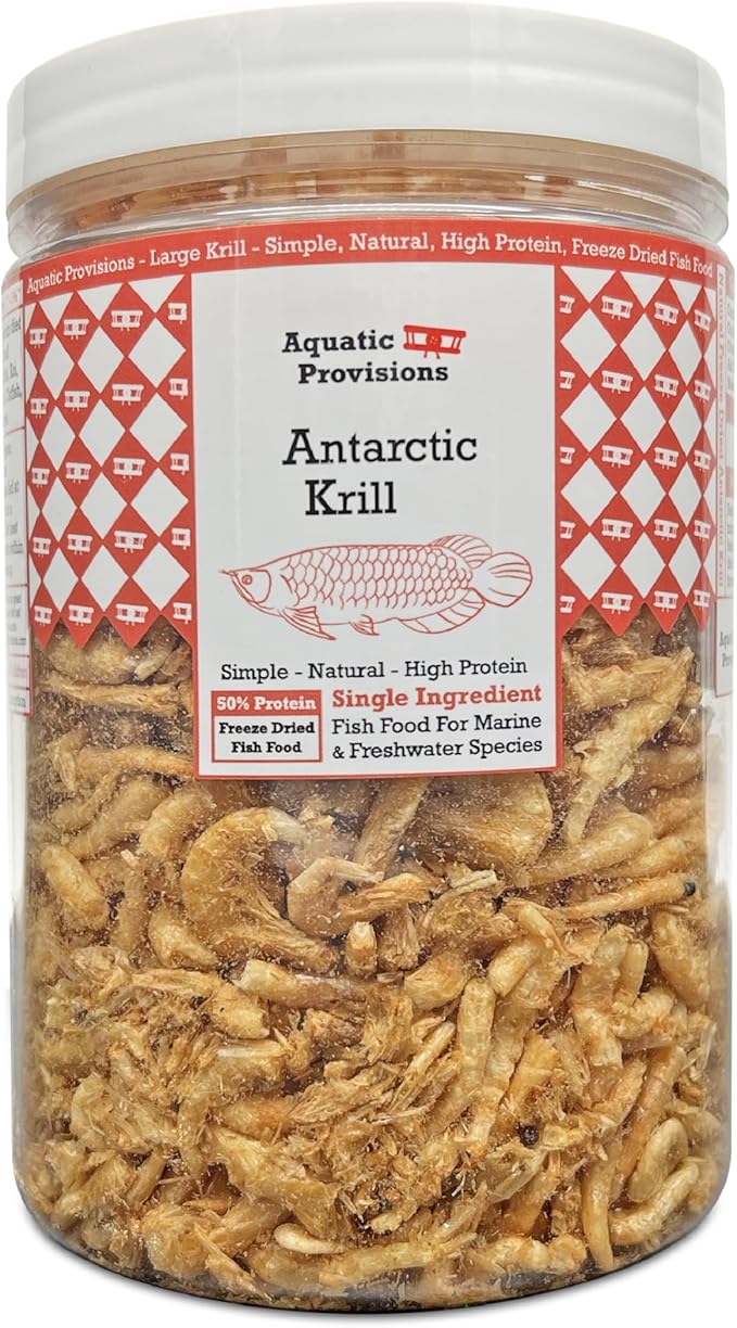 Freeze Dried Antarctic Krill Fish Food 3 oz, for Freshwater and Marine Aquarium Fish