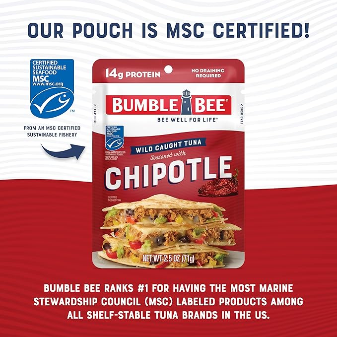 Bumble Bee Chipotle Seasoned Tuna, 2.5 Ounce Pouch (Pack of 2)