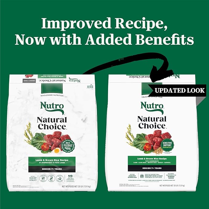Nutro Natural Choice Senior Dog Food, Lamb & Brown Rice Recipe, 30 lb. Bag