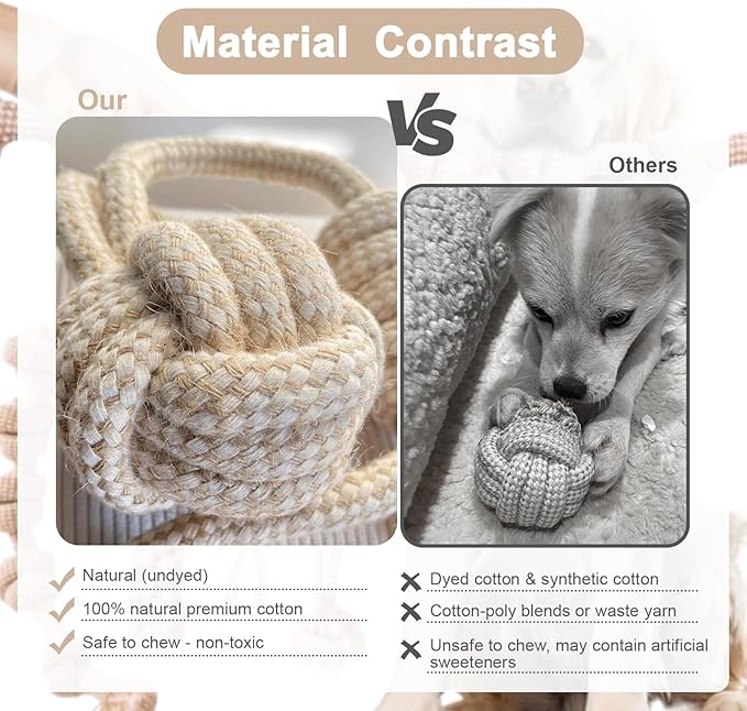 Dog Rope Toy, Rope Toys for Dogs Aggressive Chewers, for Large Dogs for Cleaning Teeth, Bite Resistant, 3 Pack