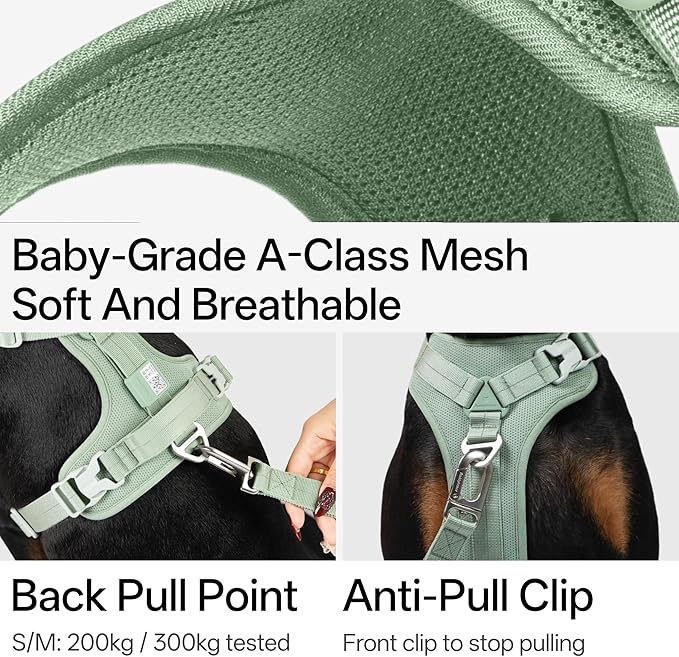 All-Weather No Pull Dog Harness Reflective Vest Harness QR Code Anti-Lost Adjustable Quick-Release Buckle Soft Padded Breathable Harness for Small Medium Large Dog (Light-Burgundy, S)