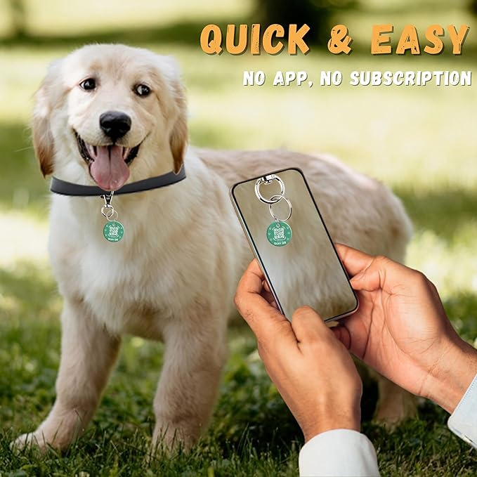 tag8 QR Code ID Tag for Dogs & Cats, Real-Time Scan Alerts, Online Pet Info Access, No Subscription or Fees, Durable Pet Tag for Collars - Green