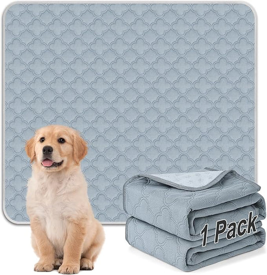 Washable Pee Pads for Dogs - 1 Pack Reusable Pee Pads，Waterproof Puppy Pads，Pet Training Pads，Super Absorbent with Dog Paw Shape Non-Slip Backing (Light Grey, 72" X 72" - 1 Pack)