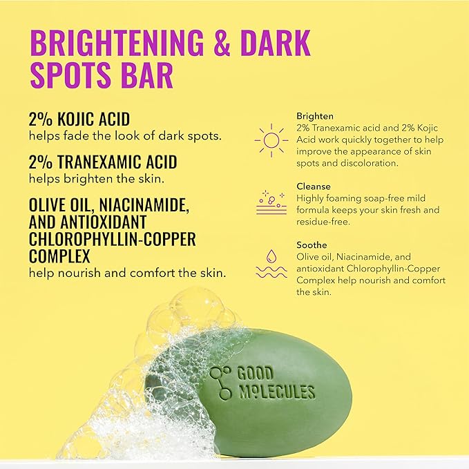 Good Molecules Brightening Skincare Duo – Dark Spot Correcting Bar (85g) & Discoloration Serum (30ml) | Tranexamic Acid & Niacinamide Set for Face & Body | All Skin Types