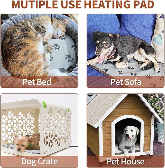 Large Dog Heating Pad 34x21in with Smart Thermostat Switch and Power Line Protection Tube,Obtained MET and UL Dual Certification, Suitable for Dogs of All Ages-Rose
