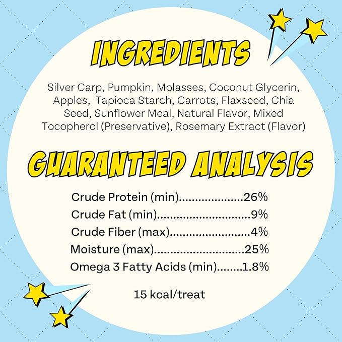 Chippin Fish, Pumpkin, Apple Grain-Free Dog & Cat Treats (5oz, 4-Pack) | USA Wild-Caught Fish | Hypoallergenic, Chicken-Free | Best Training Treats | Puppies & Senior Dogs | Low Fat Dog Treats