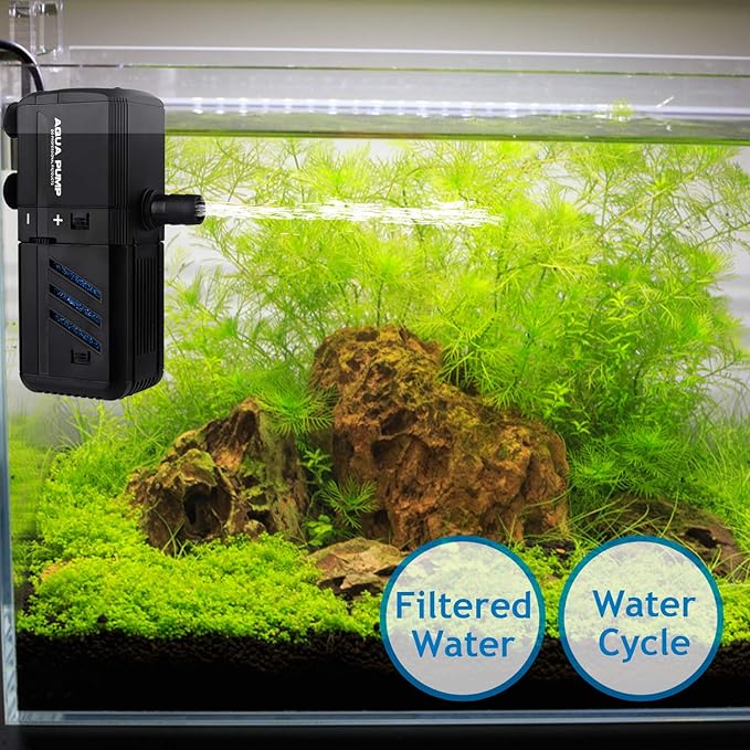 Submersible Aquarium Internal Filter 6W, Adjustable Fish Tank Filter with 132 GPH Water Pump for 1-10 Gallon Fish Tank