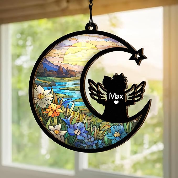 Chillever Yorkshire Terrier Memorial Suncatcher – Personalized Dog Loss Keepsake, Custom Pet Remembrance Ornament