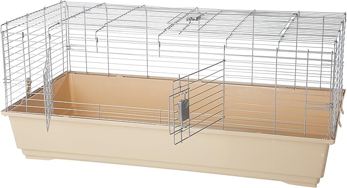 Amazon Basics Top Access Small Animal, Rabbit & Guinea Pig Cage, Ferret Cage Habitat with Accessories, Jumbo, Multicolor, 48.6" L x 26.6" W x 20.6" H