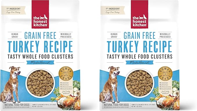 The Honest Kitchen Whole Food Clusters Grain Free Turkey Dry Dog Food, 1 lb Trial Pouch (Pack of 2)