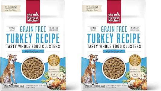 The Honest Kitchen Whole Food Clusters Grain Free Turkey Dry Dog Food, 1 lb Trial Pouch (Pack of 2)