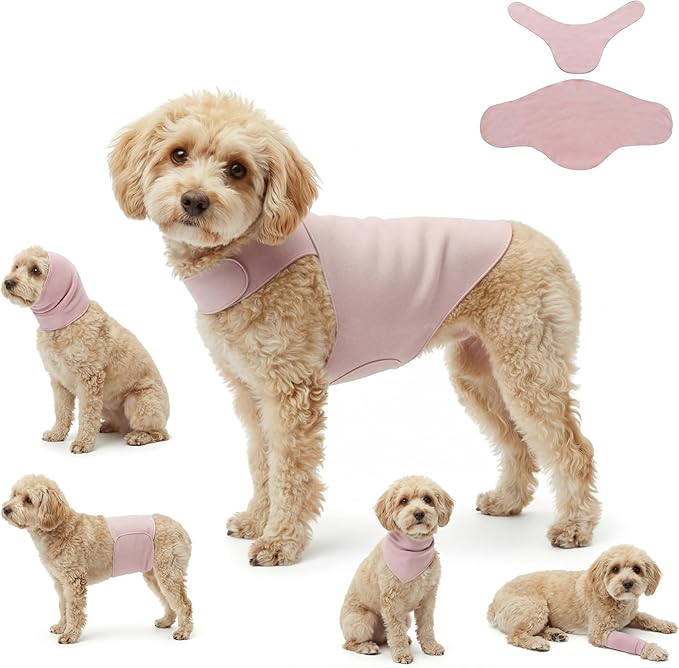DAJIDALI® Modular Dog & Cat Anxiety Jacket, 2-Piece Calming Vest with Detachable Ear Hood, Silent Self-Adhesive Fabric, Thunder Relief & Post-Surgery Recovery Wrap