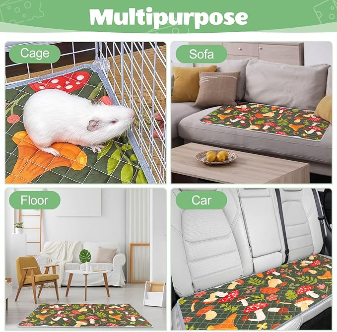 2 Pack Guinea Pig Bedding, Washable Guinea Pig Cage Liner Reusable Guinea Pig Mat Waterproof Guinea Pig Bedding for Cage, Super Absorbant Guinea Pig Pee Pads for Small Animals Hamster Rabbit Squirrel