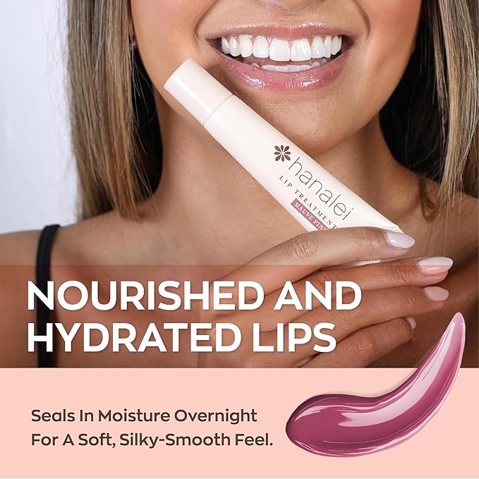 Hanalei Lip Treatment for Dry, Chapped Lips – Intensive Overnight Moisturizer with Kukui Oil, Shea Butter & Grapeseed Oil – Hydrating Balm for Healing Cracks – Mauve Pink Tint, 15g – Cruelty-Free