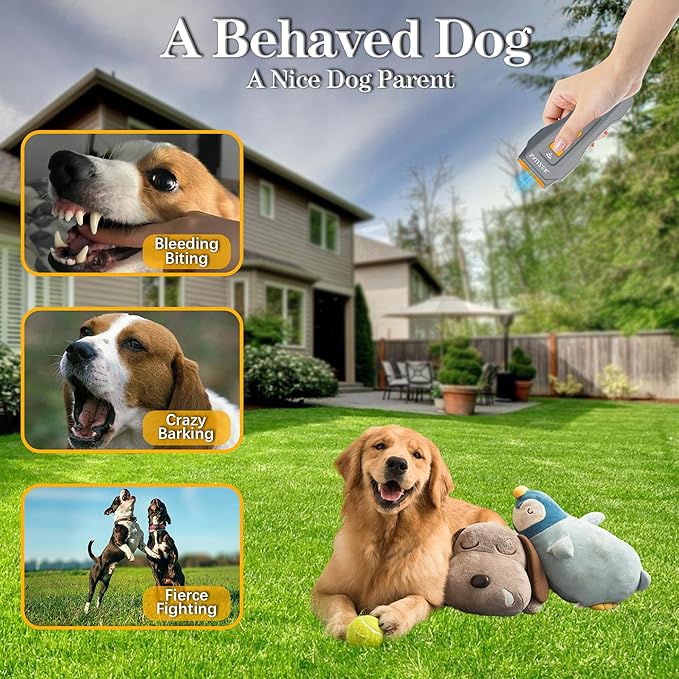 Ultrasonic Dog Trainer G2 | 3-in-1 Bark Deterrent | Anti Barking Training Device ，Dog Silencer | Barks No More Devices | Stop Control Dogs Bad Behavior | Stopper Corrector Clicker Repellent - New Gray