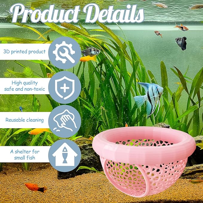 CAIJ Betta Exercise Ring & Floating Hammock Set, Aquarium Betta Fish Training and Feeding Rings, Multi-Functional Floating Resting Bed, Decorative Accessories for Small Fish Tanks Pink