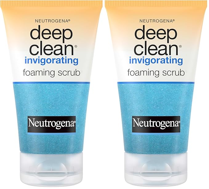 Neutrogena Deep Clean Invigorating Foaming Facial Scrub | Cooling Gel | With Glycerin | Removes Dirt & Oil | 4.2 fl. oz Pack of 2