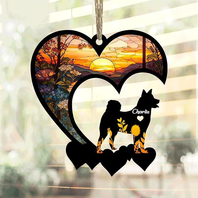 Lovely POD Shiba Inu Suncatcher Ornaments, Personalized Shiba Inu Memorial with Name, Dogs Loss Ornaments, Dog Remembrance Gift, Dog Memory Ornament, Loss of Dogs Sympathy Gifts