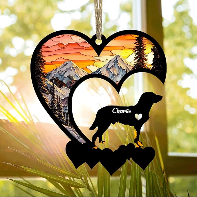 Lovely POD Chesapeake Bay Retriever Suncatcher Ornaments, Personalized Chesapeake Bay Retriever Memorial with Name, Dogs Loss Ornaments, Dog Remembrance Gift, Dog Ornament, Loss of Dogs Sympathy Gifts