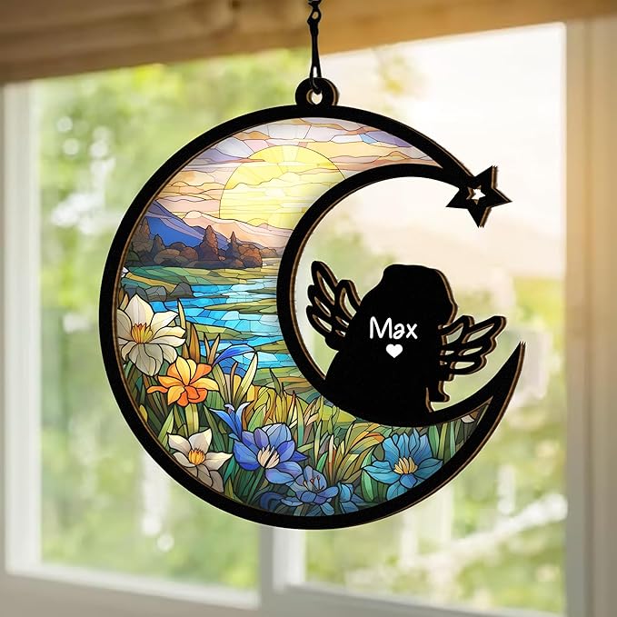 Chillever Boxer Memorial Suncatcher – Custom Pet Remembrance Ornament, Dog Loss Sympathy Gift