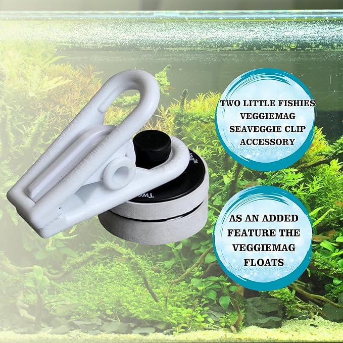 Two Little Fishies Seaweed Sea Veggies Green & Purple (Each 1 oz), and Veggie Clips for Aquarium, with Microfiber Cleaning Cloth for Seaweed Aquarium Fish Maintenance (Pack of 4)