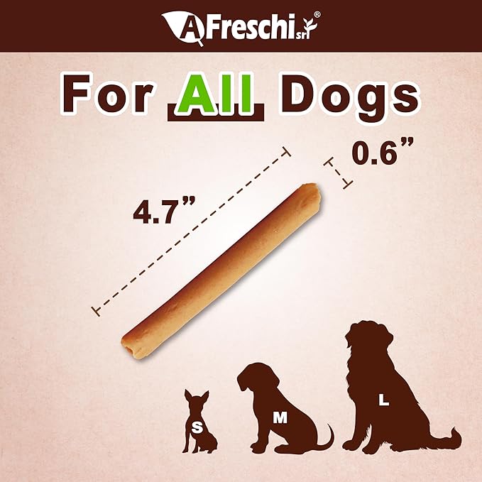 Afreschi Chicken Dog Treats, All Natural, Healthy & Easily Digestible, Grain-Free Puppy Chews, Low-Fat, Human Grade Training & Rewards Dog Snacks, Chicken Roll, 12 oz Pack