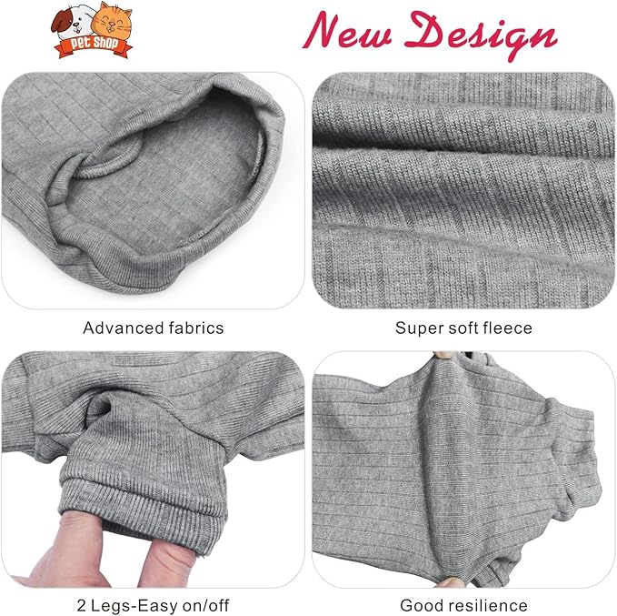 Idepet Sphynx Hairless Cats Sweater Shirt Kitten Soft Puppy Clothes Pullover Cute Cat Pajamas Jumpsuit Cotton Apparel Pet Winter Turtleneck for Cats and Teacup Chihuahua Small Dogs(Gray,S)