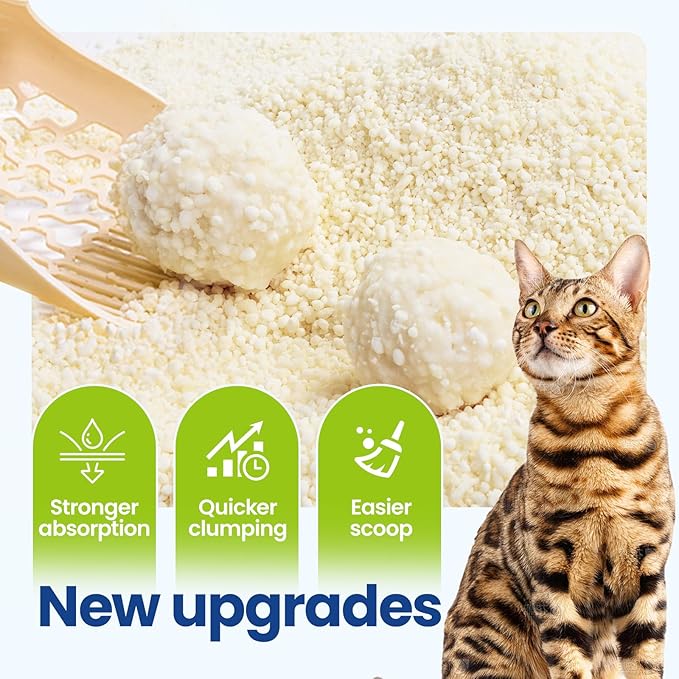 OPET Tapioca Cat Litter, Natural Corn & Cassava Sustainable Ingredients, Quick and Strong Clumping, Flushable, Superior Odor Control, 99.9% Dust Free Kitty Litter 16LB