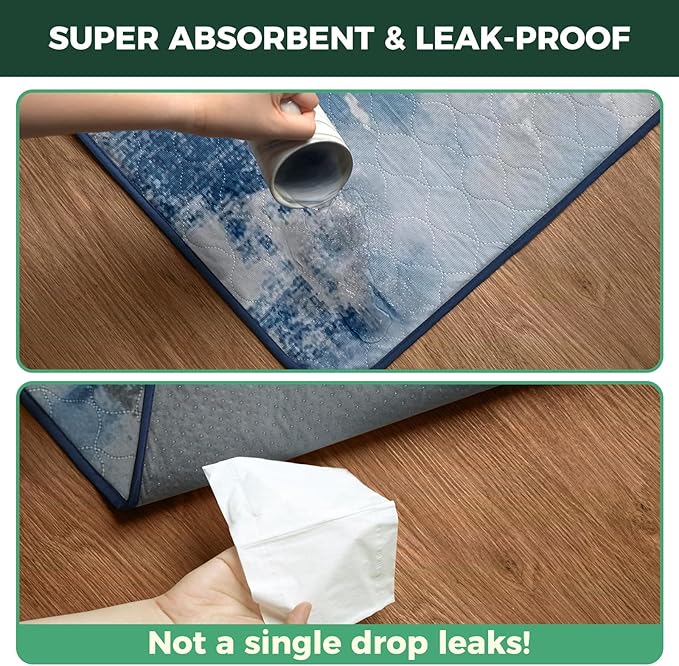 FXW Washable Pee Pads for Dogs, Puppy Pads with Super Absorbent, Specifically Designed for FXW Rollick/Homeplus 24inch 6 Panels Dog Playpen, 39" x 63" Rectangle, Tie-Dye Blue, 1 Pack