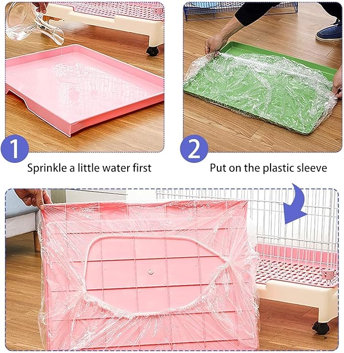100 pcs Disposable Cage Liners, Clear Plastic Rabbit Cage Liner Bag, Universal Toilet Film for Bunny, Hamster, Totoro, Hedgehog, Guinea Pig and Small Animals (100pcs, 47in)