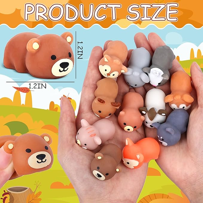 36 PCS Woodland Party Favors Mochi Squishy Forest Aniamls Toys for Kids