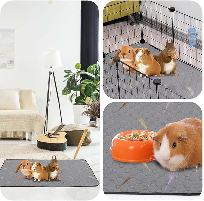 2Pcs Guinea Pig Cage Liners,Guinea Pig Fleece Cage Liners24''X24'' Super Absorbent Washable Pee Pads Reusable for Rabbit Hamster Chinchilla