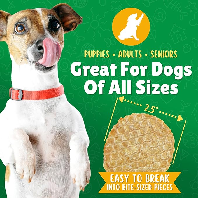 Chicken & Apple Chips Dog Treats – Made in USA, 100% Chicken Jerky, Grain-Free, High Protein, Single Ingredient, Crispy & Healthy Training Snacks for Dogs – 6 oz Jar