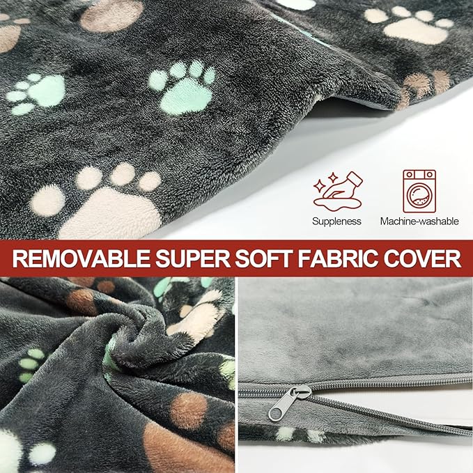 Cat Heating Pad Round 16in,Waterproof Outer Skin and Smart Thermostat Switch, Adjustable Heated Cat Bed, Adding Wire Rope Wires Small Dog Warming Pad