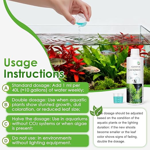 HC034 Aquarium Plant Liquid Fertilizer - Advanced Macro Nutrient Solution for Freshwater Planted Tanks, Promotes Root & Leaf Growth, 150ml/500ml/1000ml (150mL)