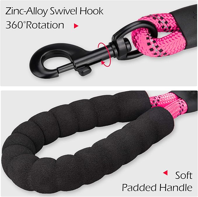 PoyPet Dog Harness and Leash Combo, Escape Proof No Pull Vest Harness, with 5 Feet Leash, Reflective Adjustable Soft Padded Pet Harness with Handle for Small to Large Dogs(Pink,XL)
