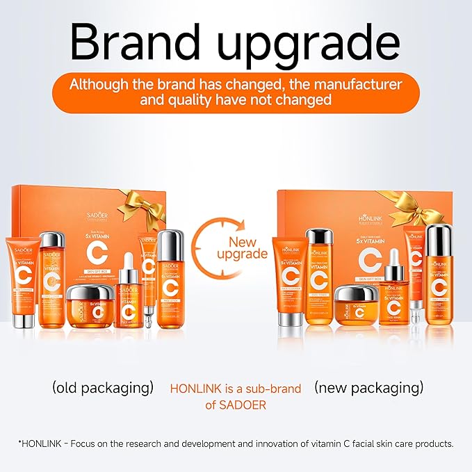 6-Piece Hydrating Skincare Set with Vitamin C & Niacinamide, Face Care Kit Includes Toner, Serum, Cleanser, Moisturizer, Eye Cream & Body Lotion | Valentine’s Day Gift for Women