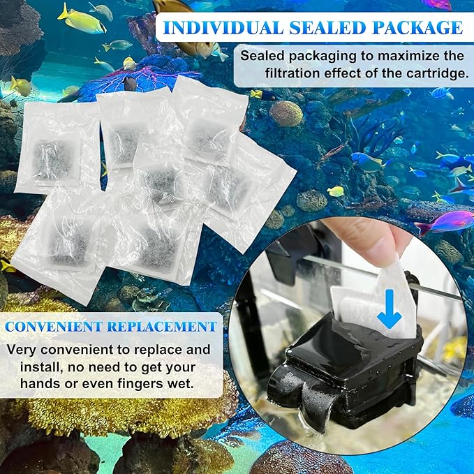 6 Pack Replacement Filter Cartridges XS for Tetra Whisper Extra Small Fish Tanks Filter; Refilled Filter Cartridges XS for Aquarium Kits Less 3 Gallons