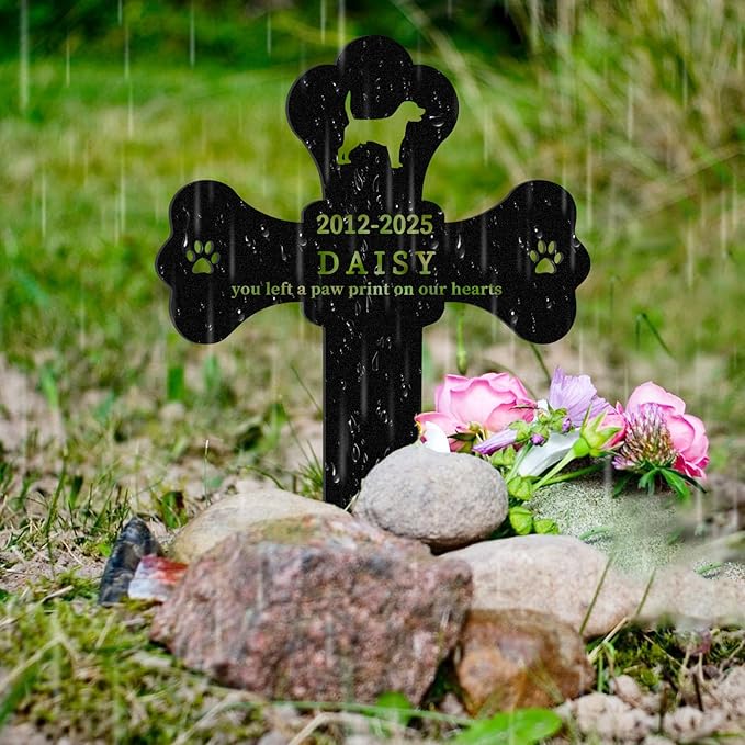 Personalized Pet Grave Markers Dog, Outdoor Waterproof Dog Grave Marker with Custom Name & Years, Metal Pet Headstone Memorial for Dogs, Sympathy Gift for Dog Loss (Style 4)