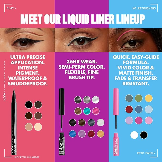 NYX PROFESSIONAL MAKEUP Epic Ink Liner, Waterproof Liquid Eyeliner - Brown, Vegan Formula