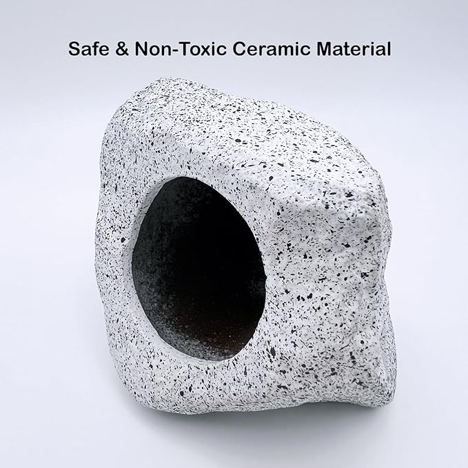 Aquarium Hideaway Rock Cave – Safe and Non-Toxic Ceramic Fish Tank Decorations, Betta Fish Cave and Aquarium Decor for Small Fish to Rest, Hide, and Play, Perfect Natural Tank Ornament
