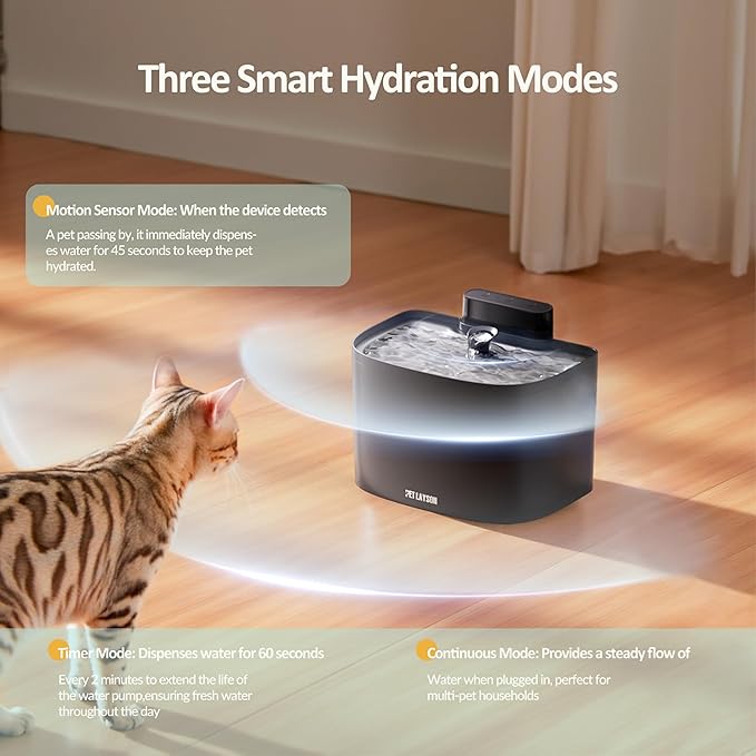 PET LAYSON Pumpless Cat Water Fountain,App Remote Control Smart Cordless Battery Operated 3.6L/122oz Wireless 2.4GHz Wi-Fi Networks Rechargeable Water Dispenser (White, M1Pro-16 Filter)