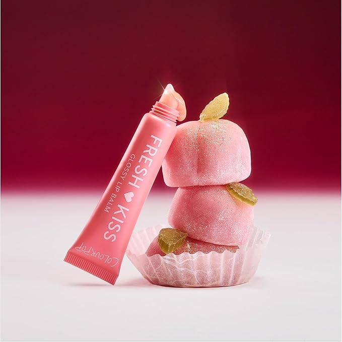 ColourPop Fresh Kiss Glossy Lip Balm - Hydrating Lip Care Enriched with Peptides + Hyaluronic Acid - Pearlescent Shimmer Finish - Vegan + Cruelty-Free - Peach Mochi (0.49 oz)