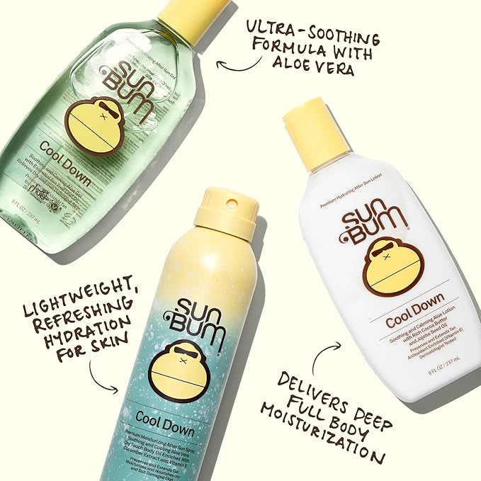 Sun Bum Cool Down Aloe Vera Lotion - Vegan After Sun Care with Cocoa Butter to Soothe and Hydrate Sunburn - Travel Size - 3 oz