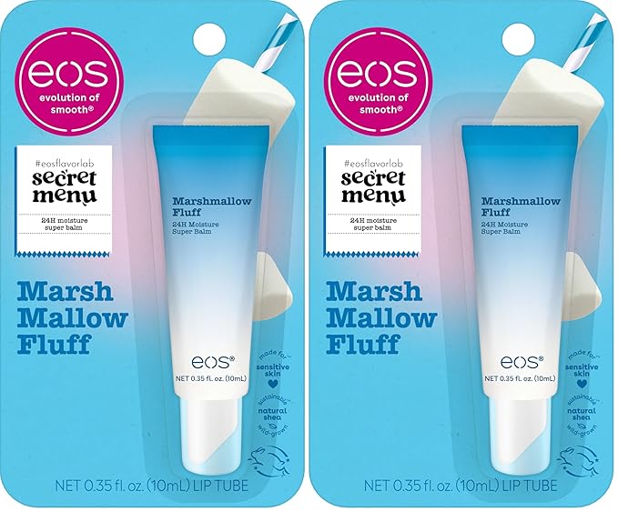 eos 24H Moisture Super Balm - Marshmallow Fluff,Lip mask,Moisturizing,Lip Treatment,Limited-Edition Skincare,0.35 fl oz,(Pack of 2)